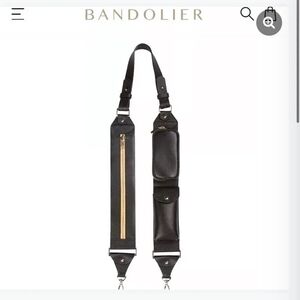 Bandolier Billie Black And Gold All Leather Ultility Strap NWT Rare